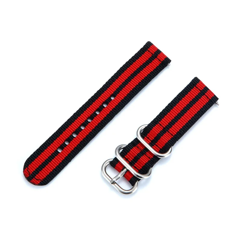 20mm for Male Nylon Watch Band for TicWatch C2 - Black/Red/Black/Red/Black