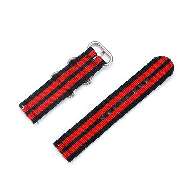 20mm for Male Nylon Watch Band for TicWatch C2 - Black/Red/Black/Red/Black