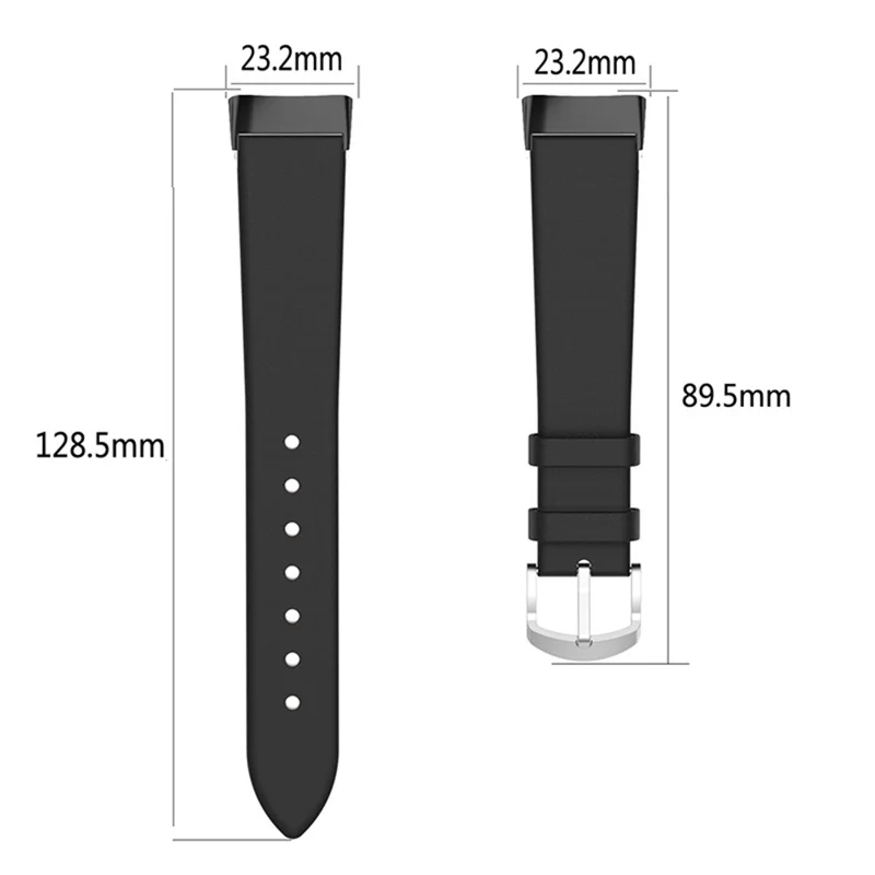 Metal Buckle Genuine Leather Smart Watch Strap Adjustable Wrist Band for Fitbit Charge 6 / 5 - Dark Blue