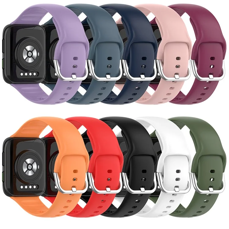 Cinta de Relógio Inteligente de Silicone Sólido Ajustável para Oppo Watch 2 46mm - Preto