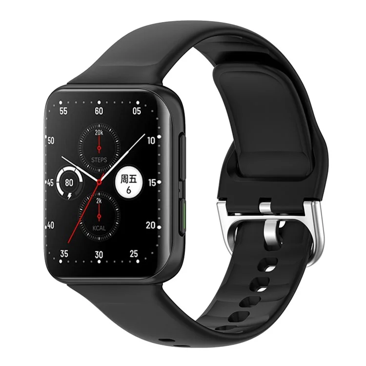 Cinta de Relógio Inteligente de Silicone Sólido Ajustável para Oppo Watch 2 46mm - Preto