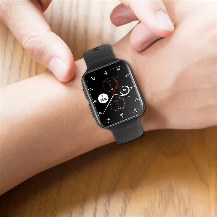 Cinta de Relógio Inteligente de Silicone Sólido Ajustável para Oppo Watch 2 46mm - Preto