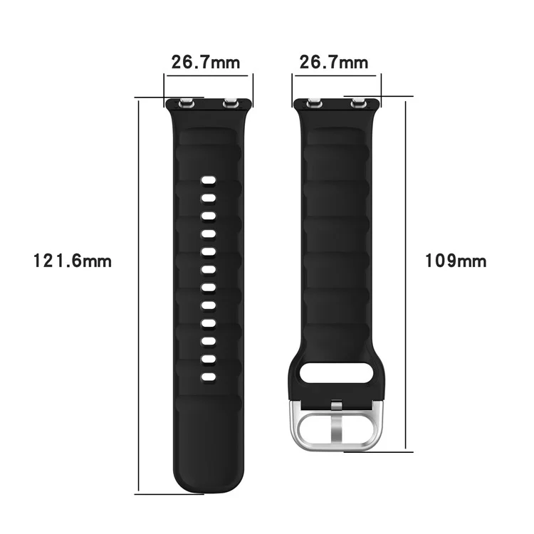 Cinta de Relógio Inteligente de Silicone Sólido Ajustável para Oppo Watch 2 46mm - Preto