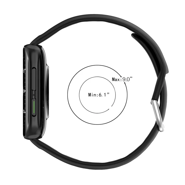 Cinta de Relógio Inteligente de Silicone Sólido Ajustável para Oppo Watch 2 46mm - Preto