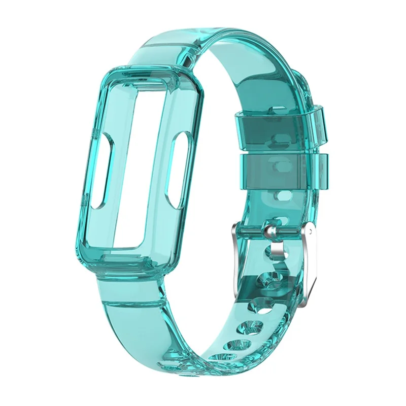 Transparent TPU Watch Case Protector + Adjustable Watch Band for Fitbit Luxe/Inspire HR/Ace 2 3 - Transparent Blue