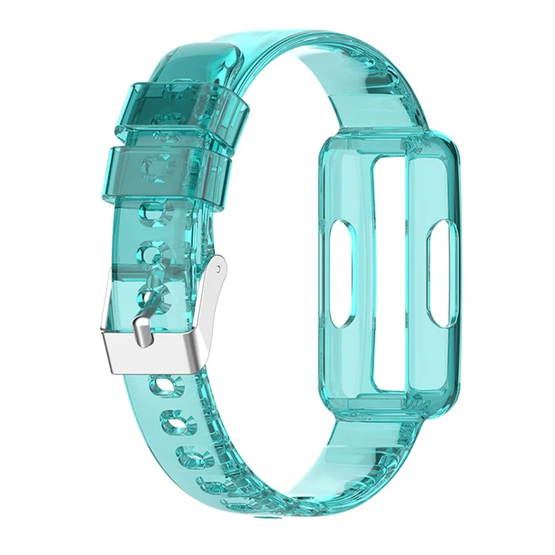 Transparent TPU Watch Case Protector + Adjustable Watch Band for Fitbit Luxe/Inspire HR/Ace 2 3 - Transparent Blue