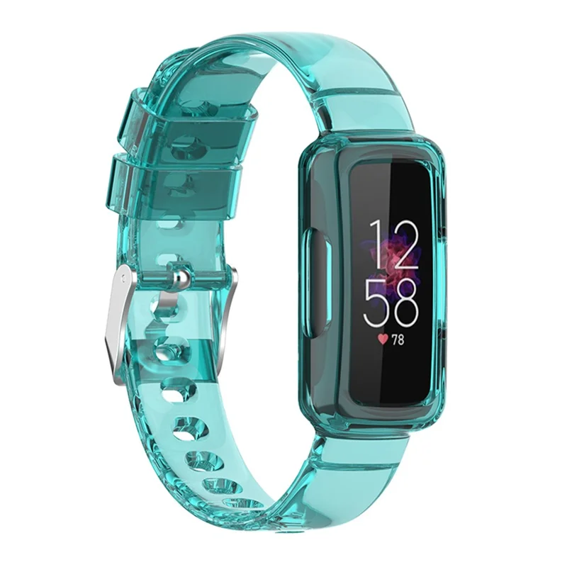 Transparent TPU Watch Case Protector + Adjustable Watch Band for Fitbit Luxe/Inspire HR/Ace 2 3 - Transparent Blue