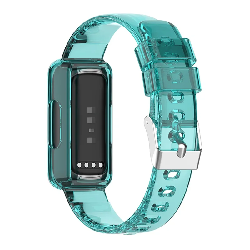 Transparent TPU Watch Case Protector + Adjustable Watch Band for Fitbit Luxe/Inspire HR/Ace 2 3 - Transparent Blue
