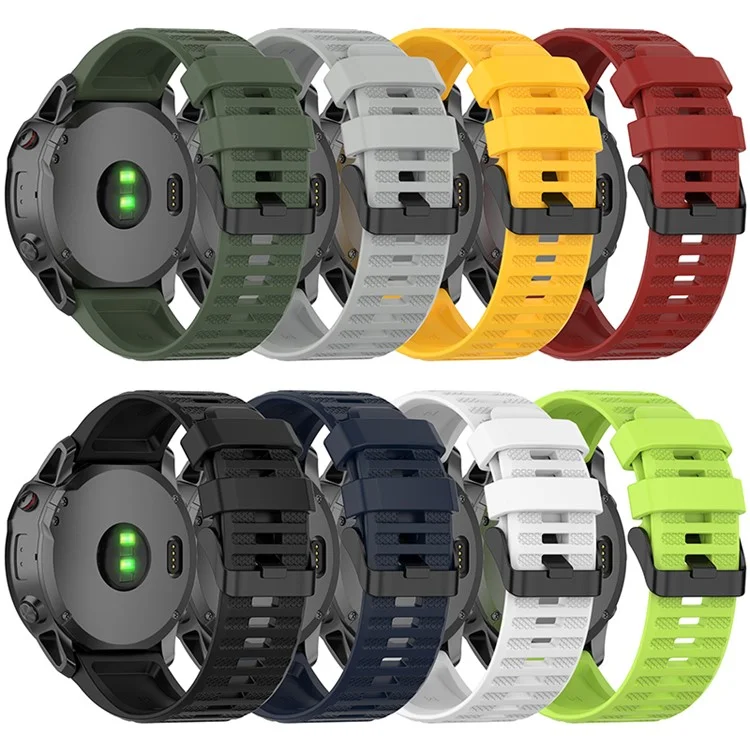 22mm de Cor de Silicone de Cor Sólida Ajustável 22mm Para Garmin Fenix ​​3 5 6 7 / Descida G1 / Forerunner 935 / 945 / 955 - Preto