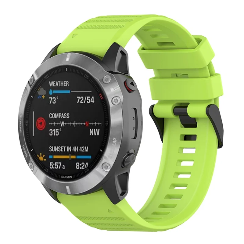 22mm Solid Color Silicone Watch Strap Wrist Band for Garmin Forerunner 570 47mm / Fenix 3 5 6 7 / Descent G1 / Forerunner 935 / 945 / 955 - Green