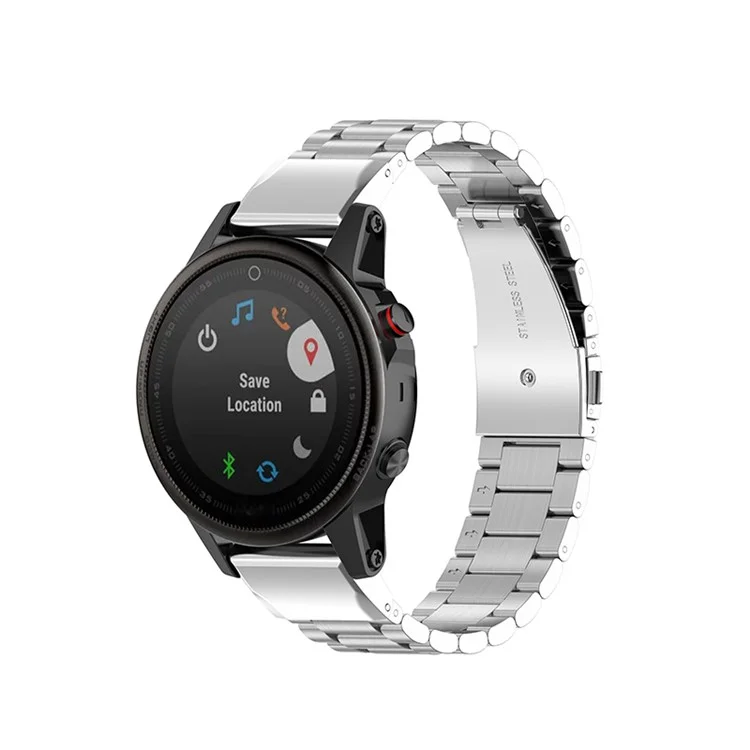 Pour Garmin Fenix 8 / E 47mm / 7 / 6 / 5 / 5 Plus / Forerunner935 / Forerunner 945 / Approach S60 22mm 304 Acier Inoxydable 3-Perle Bracelet de Montre de Rechange - Argent