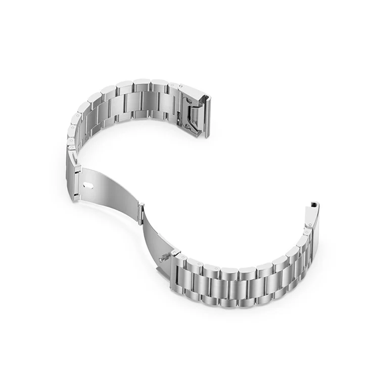 For Garmin Fenix 7/6/5/5 Plus/Forerunner935/Forerunner 945/Approach S60 22mm 304 Stainless Steel 3-Bead Watch Band Replacement Wrist Strap - Silver