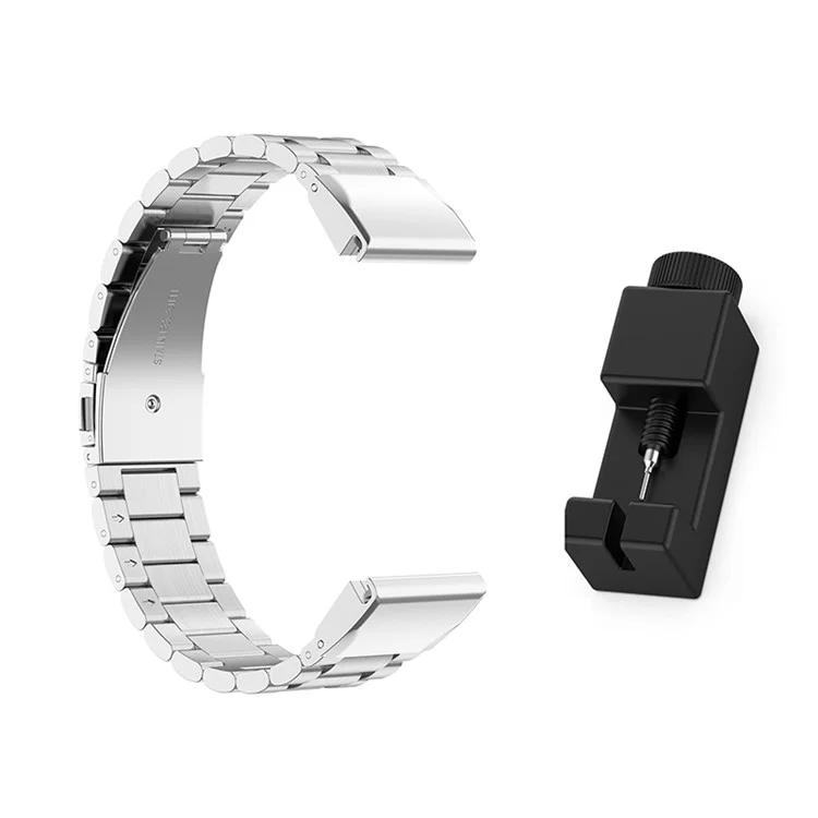 For Garmin Fenix 7/6/5/5 Plus/Forerunner935/Forerunner 945/Approach S60 22mm 304 Stainless Steel 3-Bead Watch Band Replacement Wrist Strap - Silver