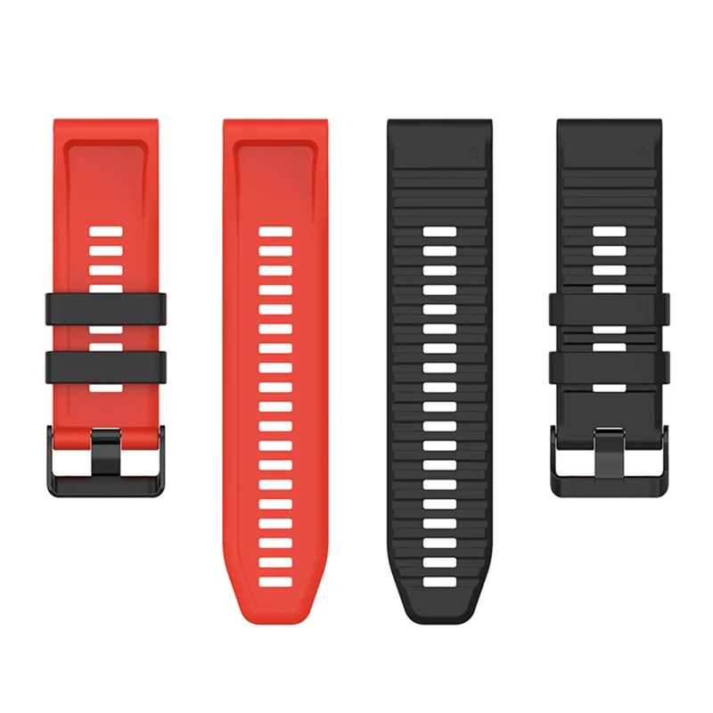For Garmin Fenix 7X 26mm Wrist Band Dual Color Silicone Adjustable Replacement Watch Strap - Black/Red