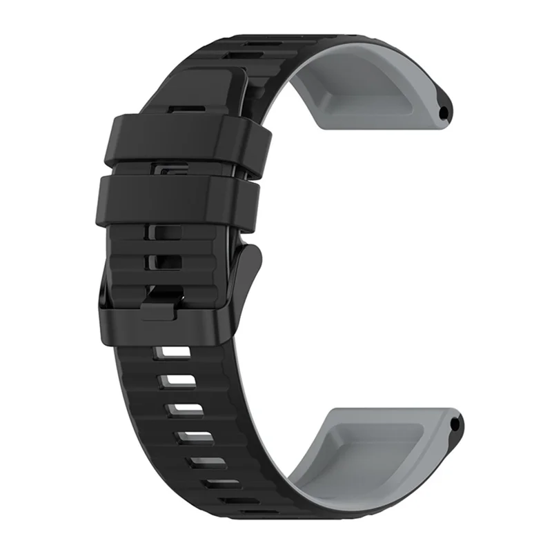 For Garmin Fenix 7X 26mm Wrist Band Dual Color Silicone Adjustable Replacement Watch Strap - Black/Grey
