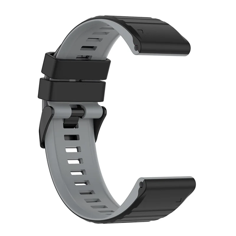 For Garmin Fenix 7X 26mm Wrist Band Dual Color Silicone Adjustable Replacement Watch Strap - Black/Grey