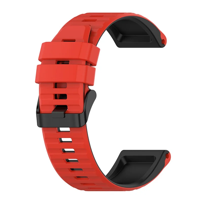 For Garmin Fenix 7X 26mm Wrist Band Dual Color Silicone Adjustable Replacement Watch Strap - Red/Black