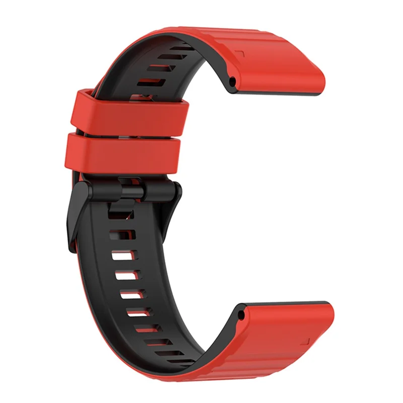 For Garmin Fenix 7X 26mm Wrist Band Dual Color Silicone Adjustable Replacement Watch Strap - Red/Black