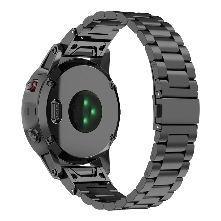 Für Garmin Fenix 8 / E 47mm / 7 / 6 GPS / 5 Edelstahl-Uhrarmband 22mm Quick Release-Armband mit Faltschließe - Schwarz