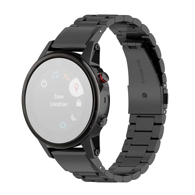 Für Garmin Fenix 8 / E 47mm / 7 / 6 GPS / 5 Edelstahl-Uhrarmband 22mm Quick Release-Armband mit Faltschließe - Schwarz