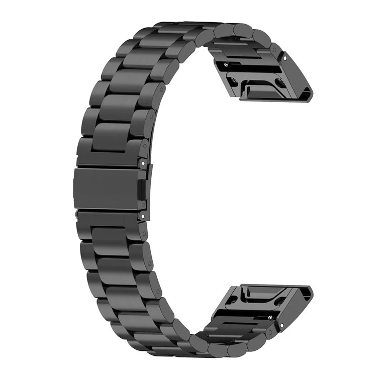 Für Garmin Fenix 8 / E 47mm / 7 / 6 GPS / 5 Edelstahl-Uhrarmband 22mm Quick Release-Armband mit Faltschließe - Schwarz