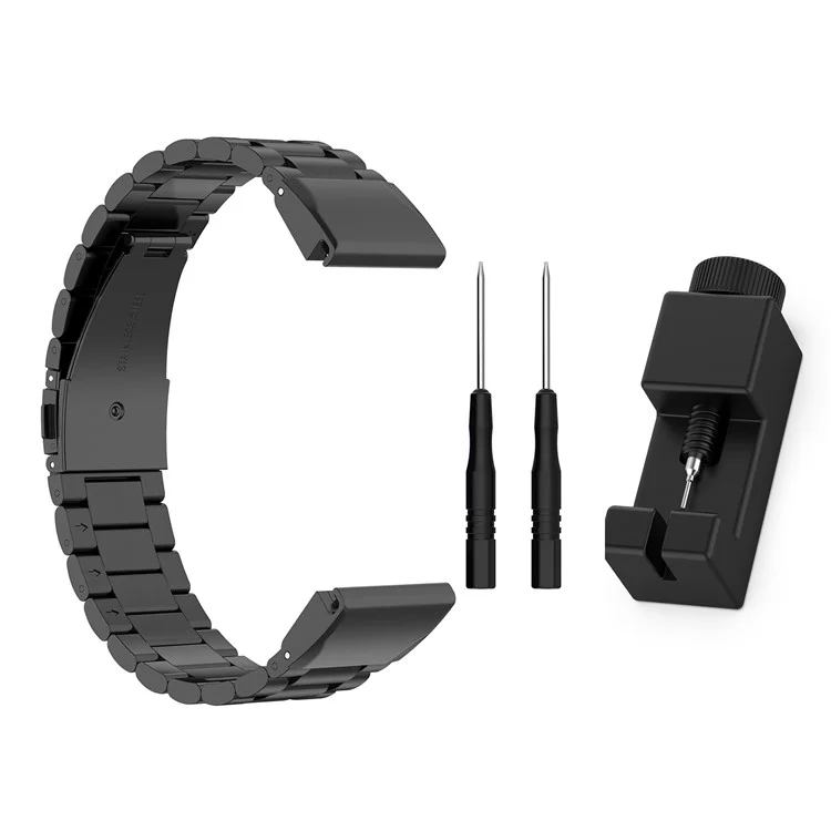 For Garmin Fenix 7/6 GPS/5 Stainless Steel Watch Strap 22mm Quick Release Watchband with Folding Clasp - Black