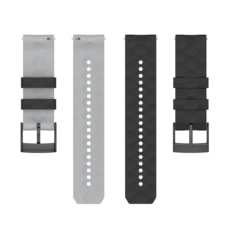 For Suunto9/Baro/Suunto7/D5 Soft Silicone Watch Strap Replacement 24mm Wristband with Football Texture - Black / Grey
