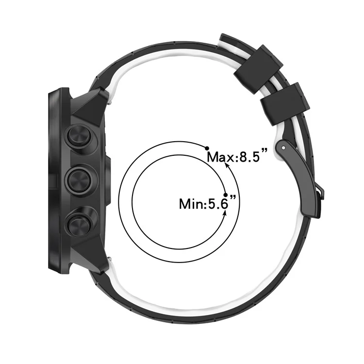 For Suunto9/Baro/Suunto7/D5 Soft Silicone Watch Strap Replacement 24mm Wristband with Football Texture - Black / Grey