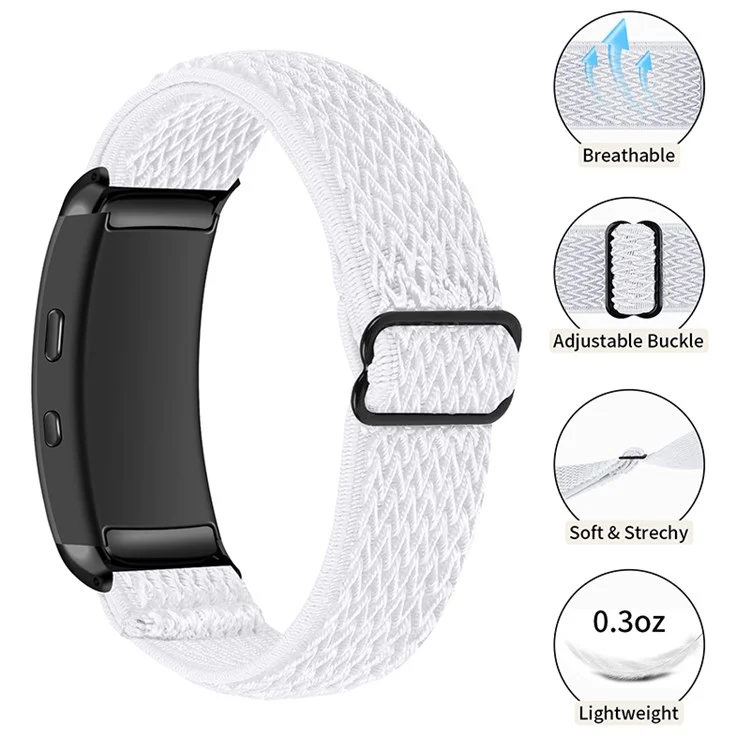 For Samsung Gear Fit2 SM-R360 Nylon Woven Watch Strap Replacement Adjustable Wrist Band - White