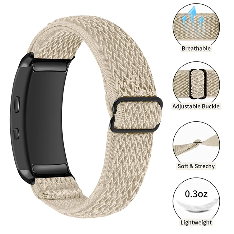 For Samsung Gear Fit2 SM-R360 Nylon Woven Watch Strap Replacement Adjustable Wrist Band - Apricot
