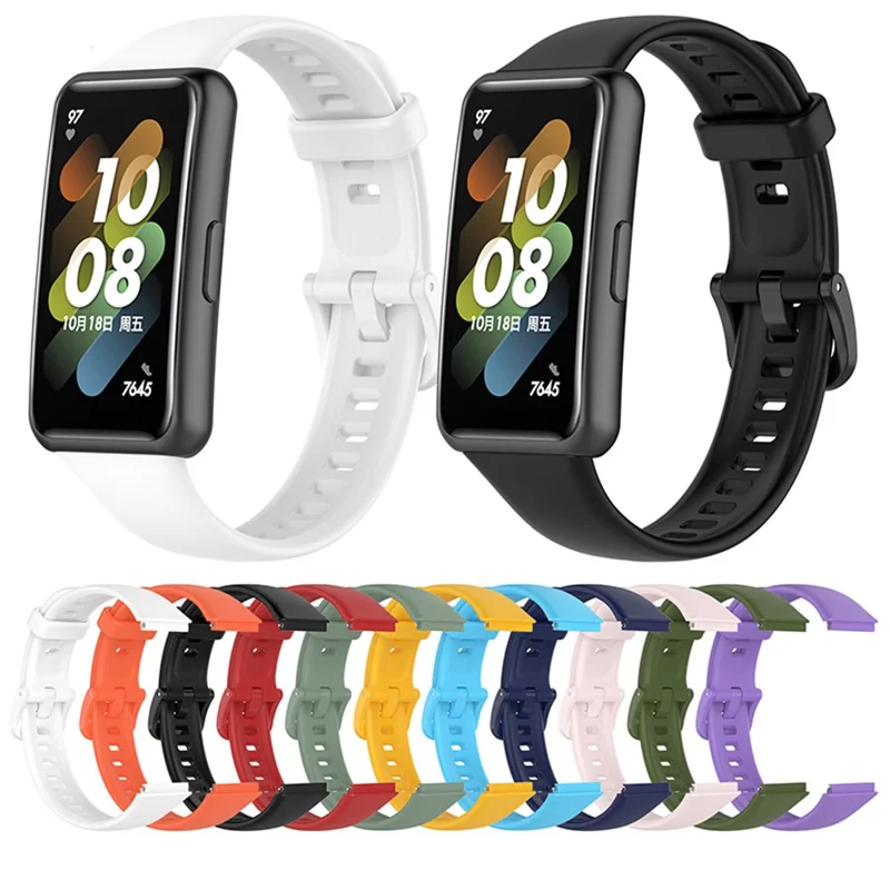 For Huawei Band 7 Anti-scratch Soft Silicone Watch Band Replacement Wrist Strap - Pink