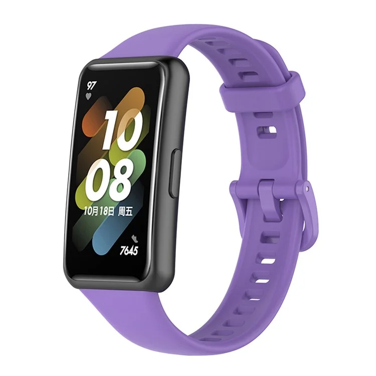 For Huawei Band 7 Anti-scratch Soft Silicone Watch Band Replacement Wrist Strap - Purple