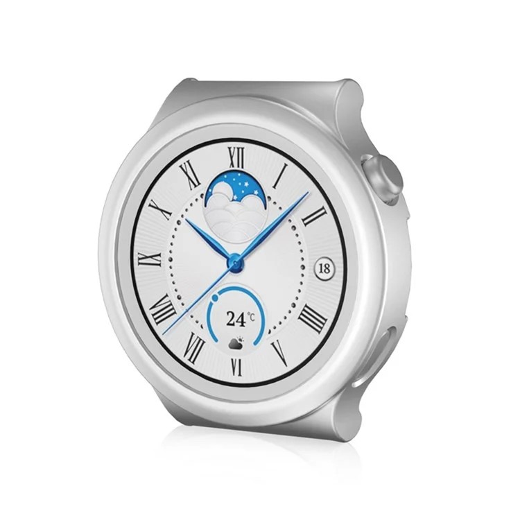 For Huawei Watch GT 3 Pro 43mm Matte Hollow-out Hrad PC Watch Protective Case with Tempered Glass Screen Protector - Silver