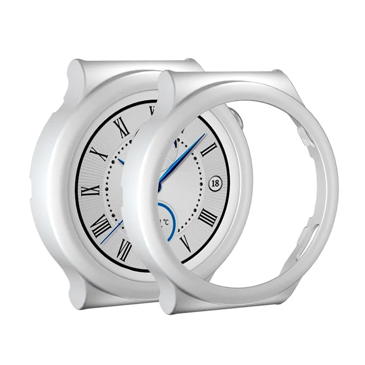 For Huawei Watch GT 3 Pro 43mm Matte Hollow-out Hrad PC Watch Protective Case with Tempered Glass Screen Protector - Silver