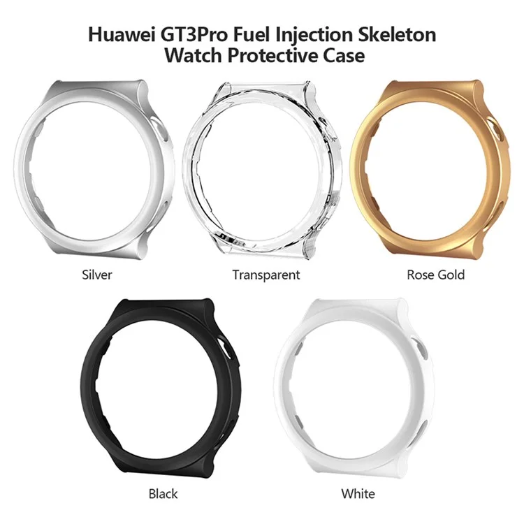 For Huawei Watch GT 3 Pro 43mm Matte Hollow-out Hrad PC Watch Protective Case with Tempered Glass Screen Protector - Silver