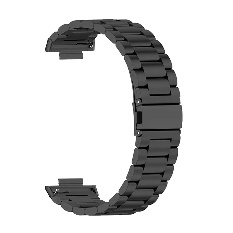 Bracelet de montre en acier inoxydable pour Huawei Watch Fit 2, boucle pliante à trois perles, bracelet de rechange pour poignet - noir