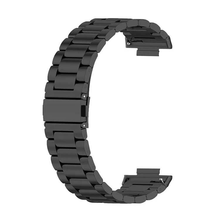 Bracelet de montre en acier inoxydable pour Huawei Watch Fit 2, boucle pliante à trois perles, bracelet de rechange pour poignet - noir