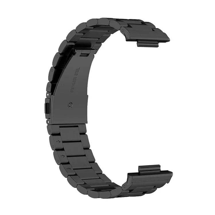 Bracelet de montre en acier inoxydable pour Huawei Watch Fit 2, boucle pliante à trois perles, bracelet de rechange pour poignet - noir