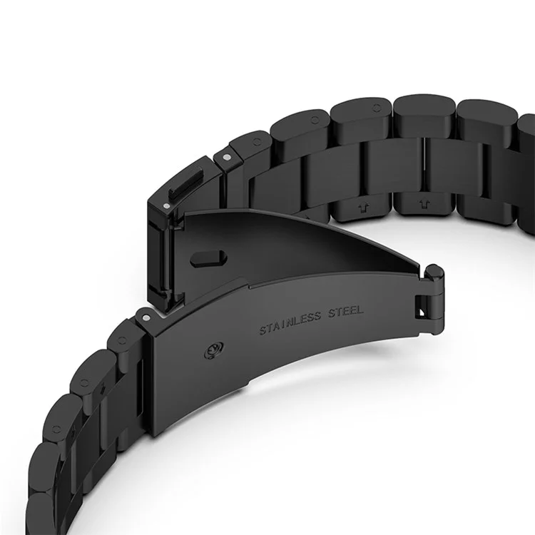 Bracelet de montre en acier inoxydable pour Huawei Watch Fit 2, boucle pliante à trois perles, bracelet de rechange pour poignet - noir