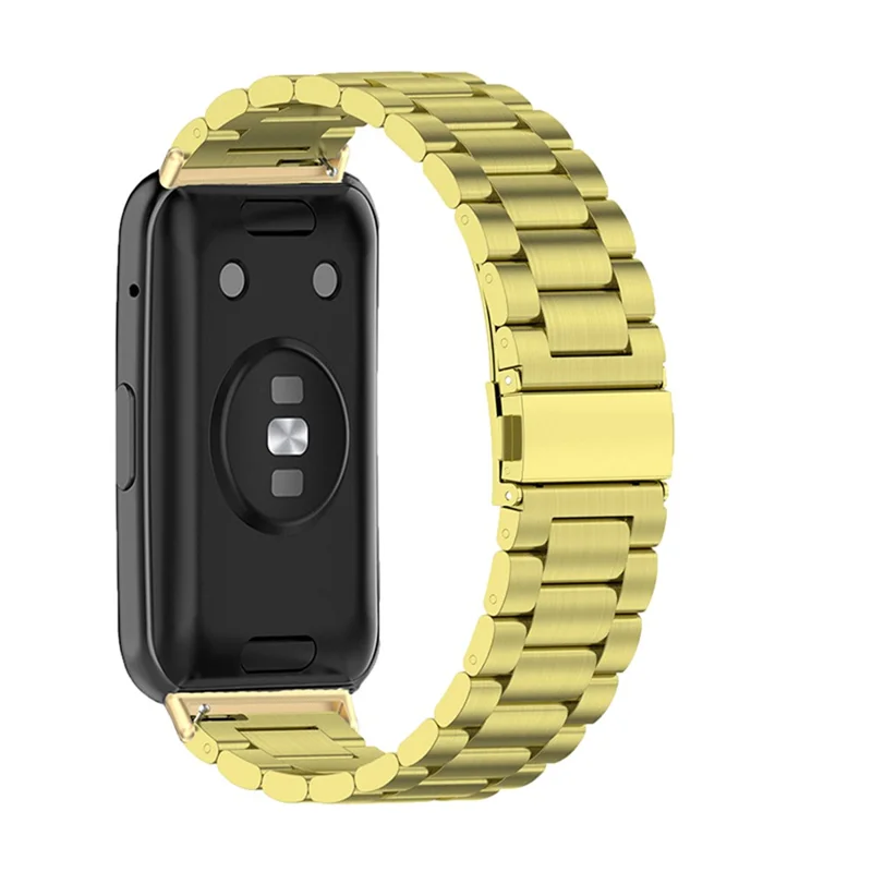 Stainless Steel Watch Strap for Huawei Watch Fit 2, Folding Buckle Three Beads Replacement Wrist Band - Gold