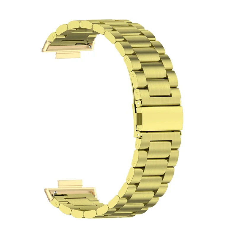 Stainless Steel Watch Strap for Huawei Watch Fit 2, Folding Buckle Three Beads Replacement Wrist Band - Gold
