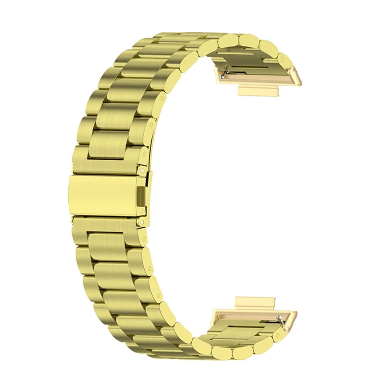 Stainless Steel Watch Strap for Huawei Watch Fit 2, Folding Buckle Three Beads Replacement Wrist Band - Gold