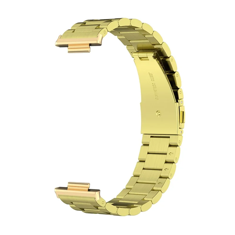 Stainless Steel Watch Strap for Huawei Watch Fit 2, Folding Buckle Three Beads Replacement Wrist Band - Gold