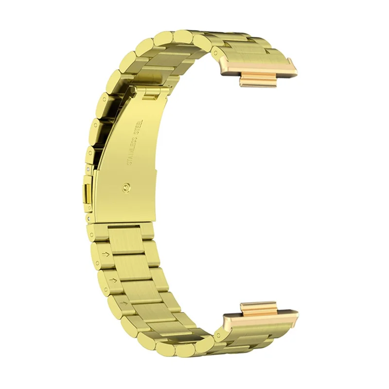 Stainless Steel Watch Strap for Huawei Watch Fit 2, Folding Buckle Three Beads Replacement Wrist Band - Gold