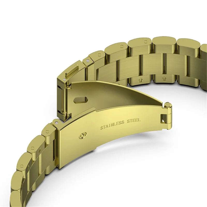 Stainless Steel Watch Strap for Huawei Watch Fit 2, Folding Buckle Three Beads Replacement Wrist Band - Gold