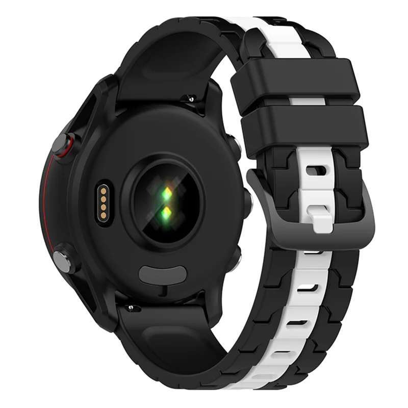 For Garmin Forerunner 255 / Vivoactive Chain Design Silicone Watch Band 22mm Replacement Wrist Strap - Black / White