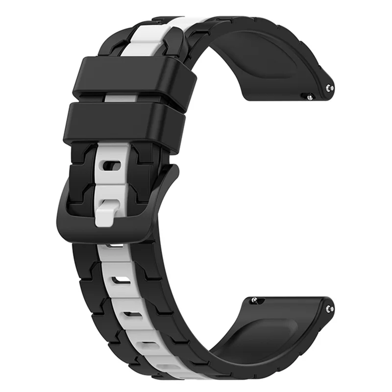 For Garmin Forerunner 255 / Vivoactive Chain Design Silicone Watch Band 22mm Replacement Wrist Strap - Black / White
