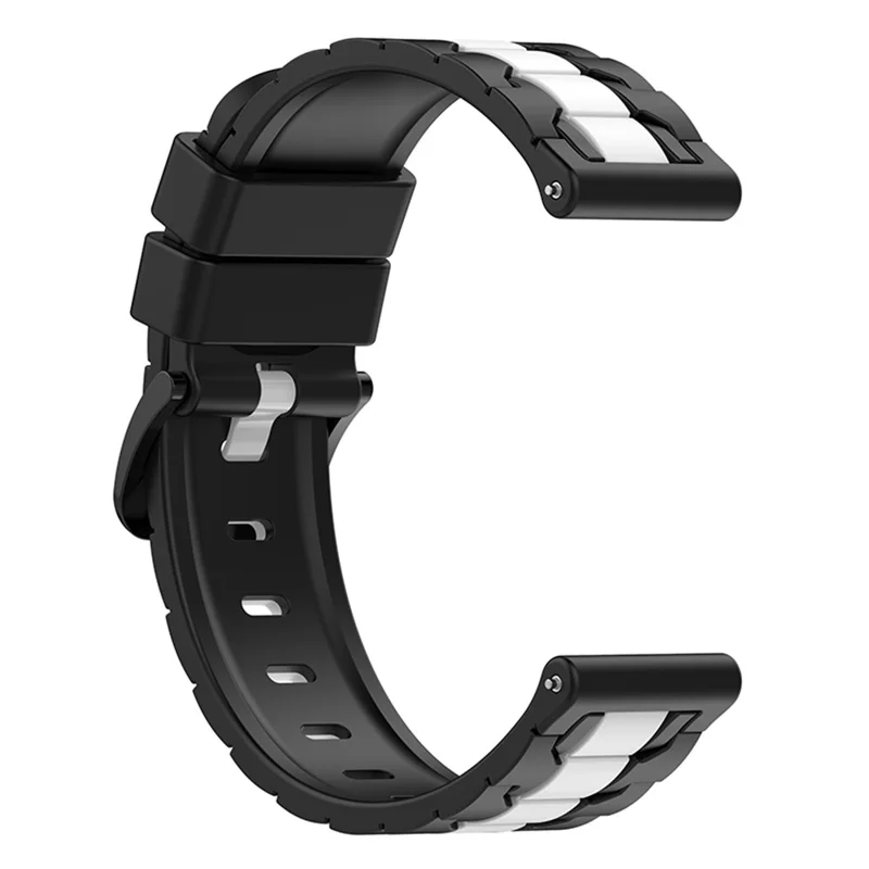 For Garmin Forerunner 255 / Vivoactive Chain Design Silicone Watch Band 22mm Replacement Wrist Strap - Black / White