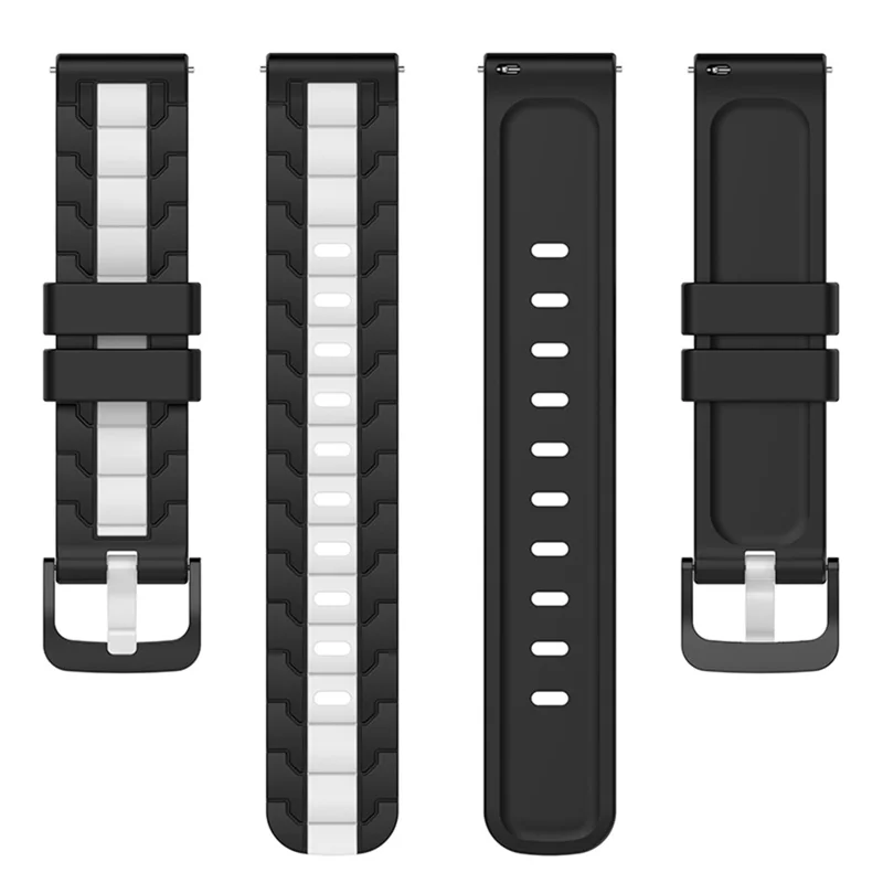 For Garmin Forerunner 255 / Vivoactive Chain Design Silicone Watch Band 22mm Replacement Wrist Strap - Black / White