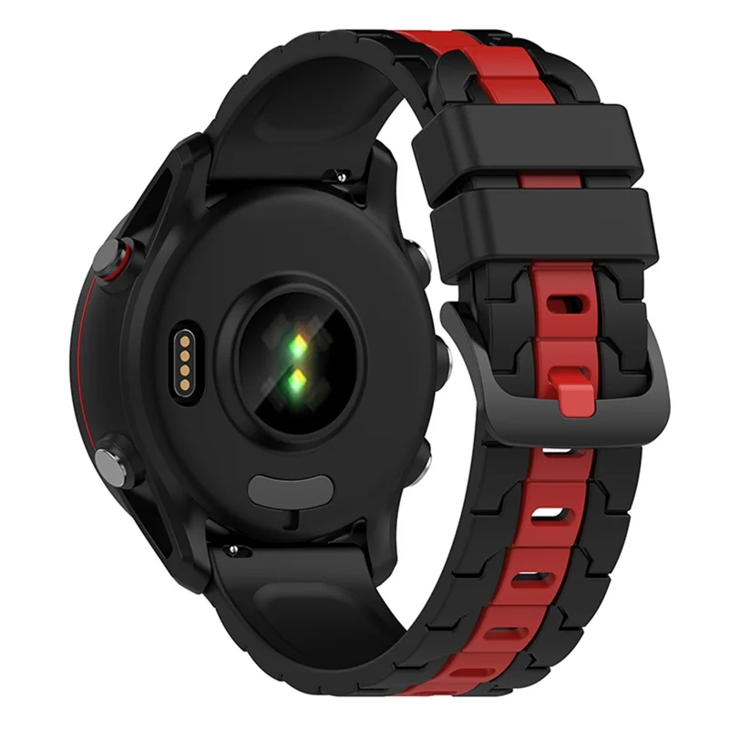 Para Garmin Forerunner 255 / Vivoactive Chain Design Silicone Watch Band 22mm Substituição Pulseira de Pulso - Preto / Vermelho